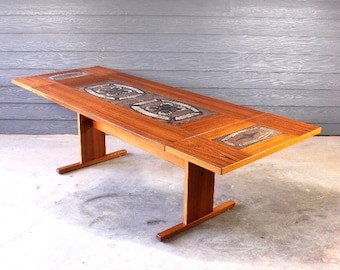 Mid Century Danish Teak Tile Drop Leaf Dining Table by Gangso Mobler Made in Denmark 60's 70's Scandinavian