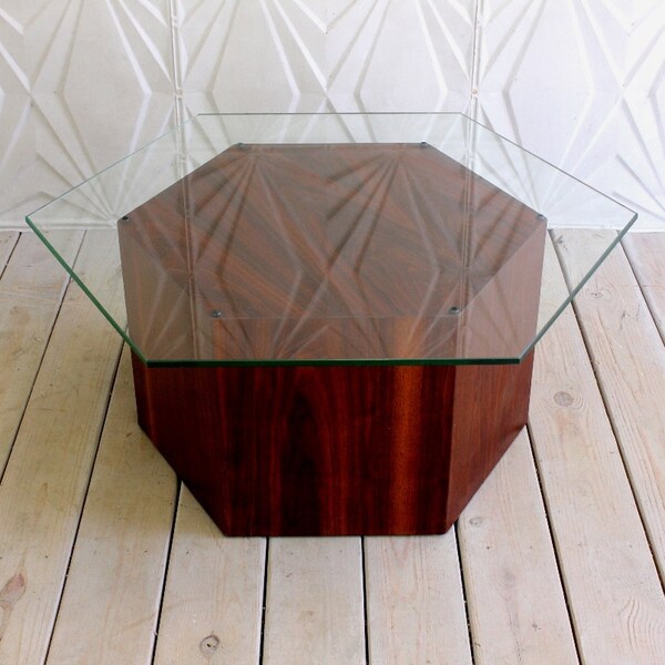 Hexagon Glass Table Etsy
