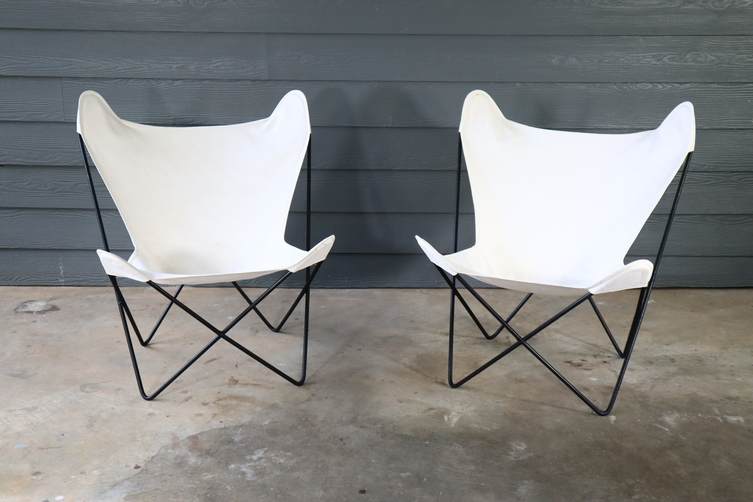 Vintage Original Pair BKF Hardoy for Knoll Iron Frame Butterfly