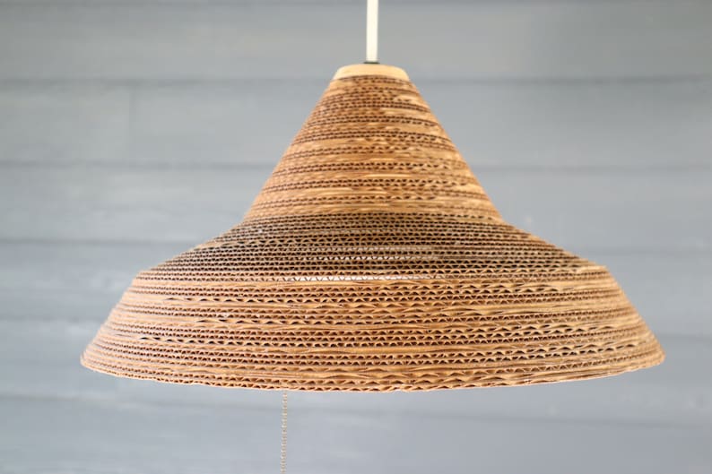 Vintage Gregory Van Pelt Corrugated Cardboard Pendant Ceiling Light Hanging Mid Century Modern Retro 70's Frank Gehry Style image 2