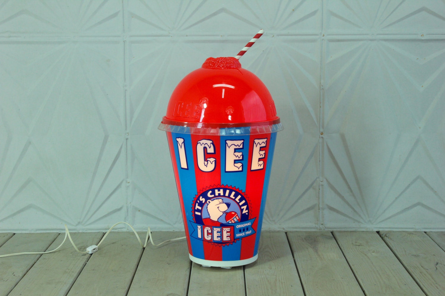 希少！　70年代　アイシーベア　ICEE ライトアップ　看板　ランプ　ライト Vintage 90's Icee Display Light Complete With Lid & Straw