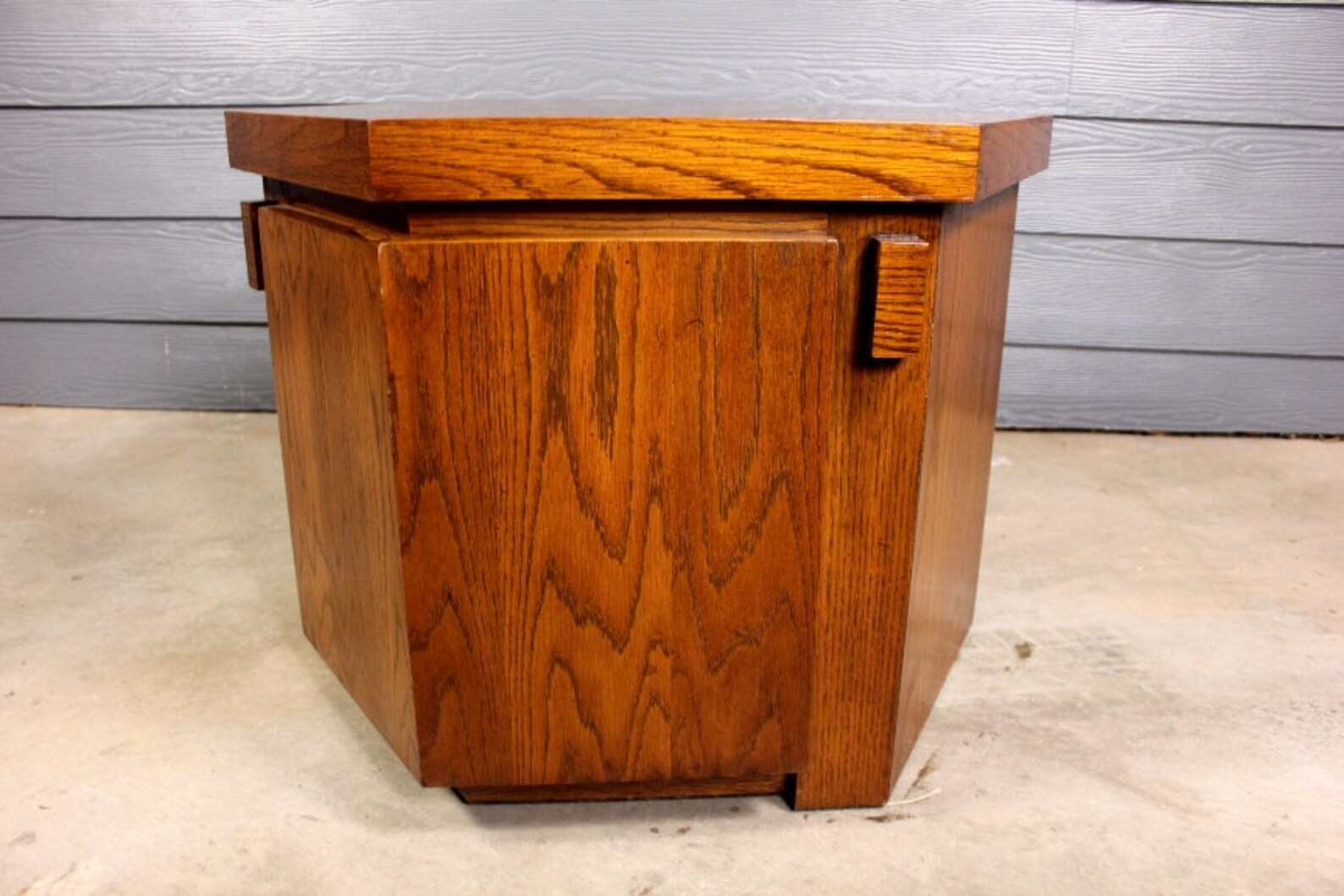 Vintage Lane Oak Hexagon Side Table Brutalist Style Etsy