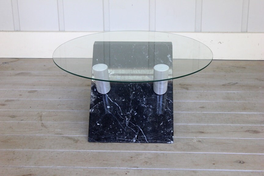 Vintage Italian Carrara Black Marble X Base Coffee Table Mid Etsy