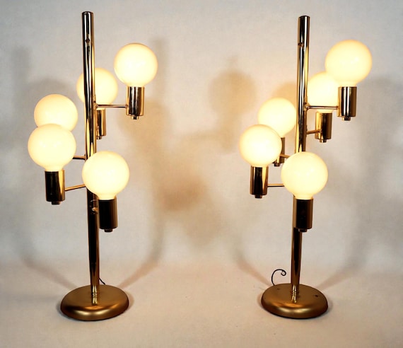 Vintage Pair of Waterfall Robert Sonneman Style Table Lamp Space