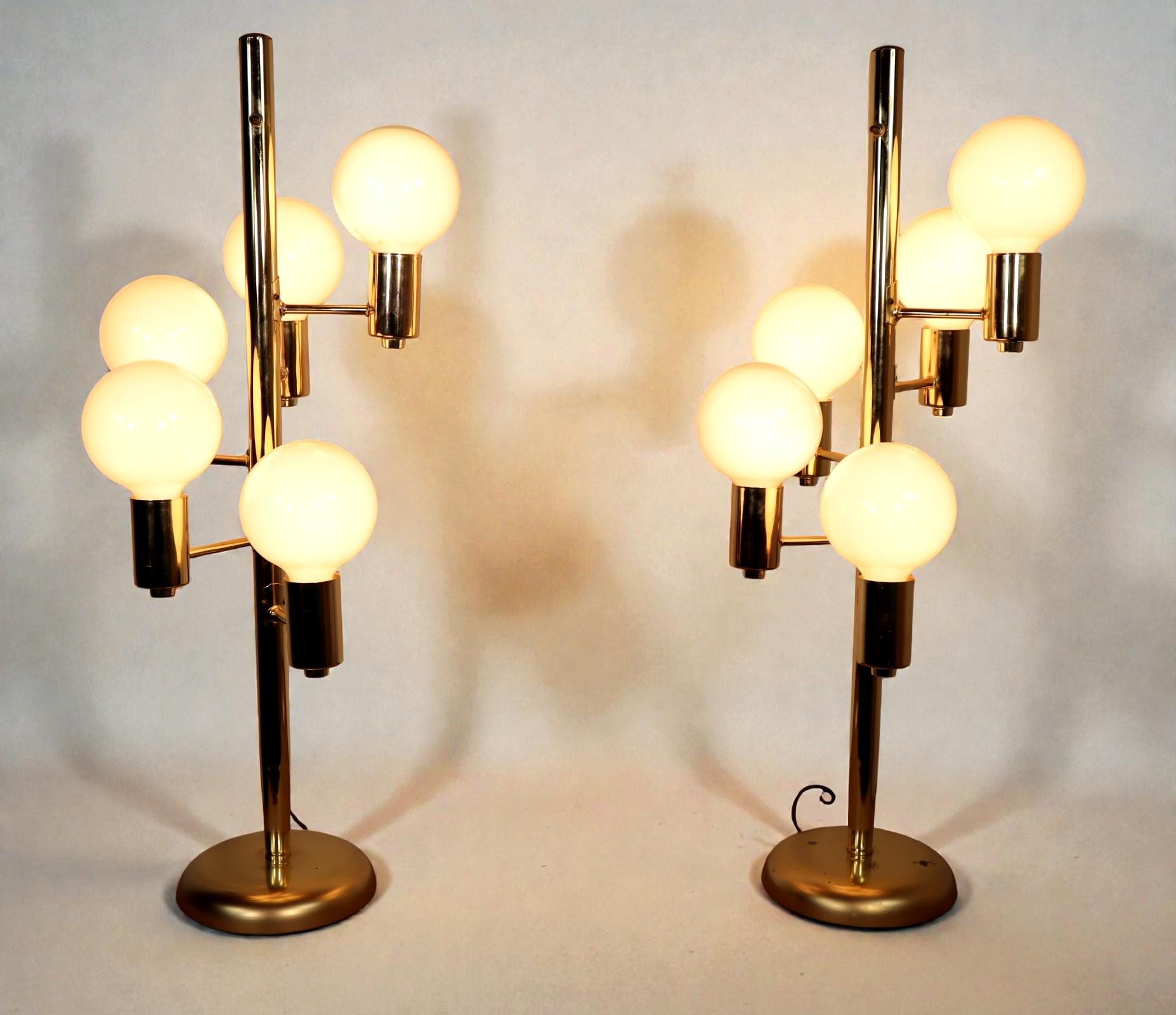 Vintage Pair of Waterfall Robert Sonneman Style Table Lamp Space