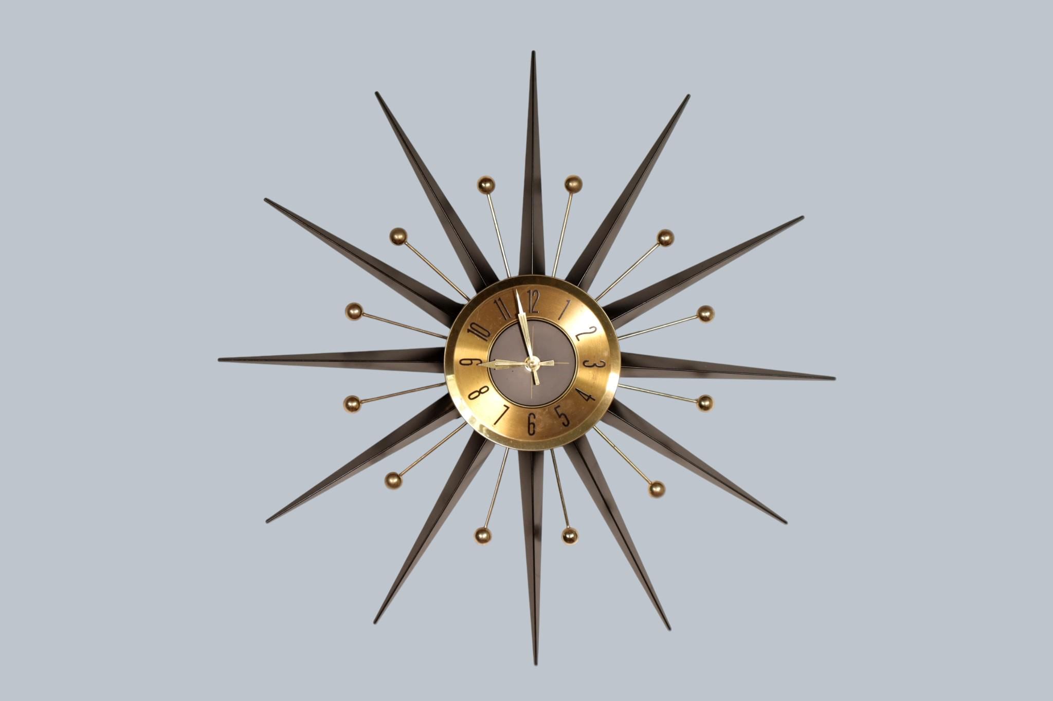 1960s Sunburst Clock - Etsy
