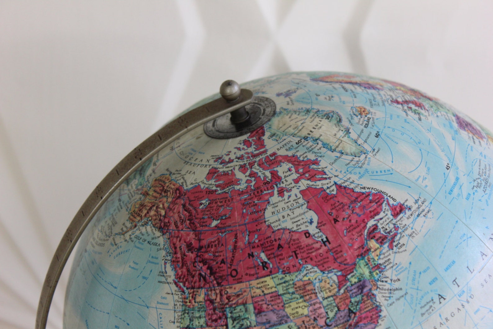 REPLOGLE Vintage WORLD Globe Tripod Stand Pedestal 12" Diameter Old ...