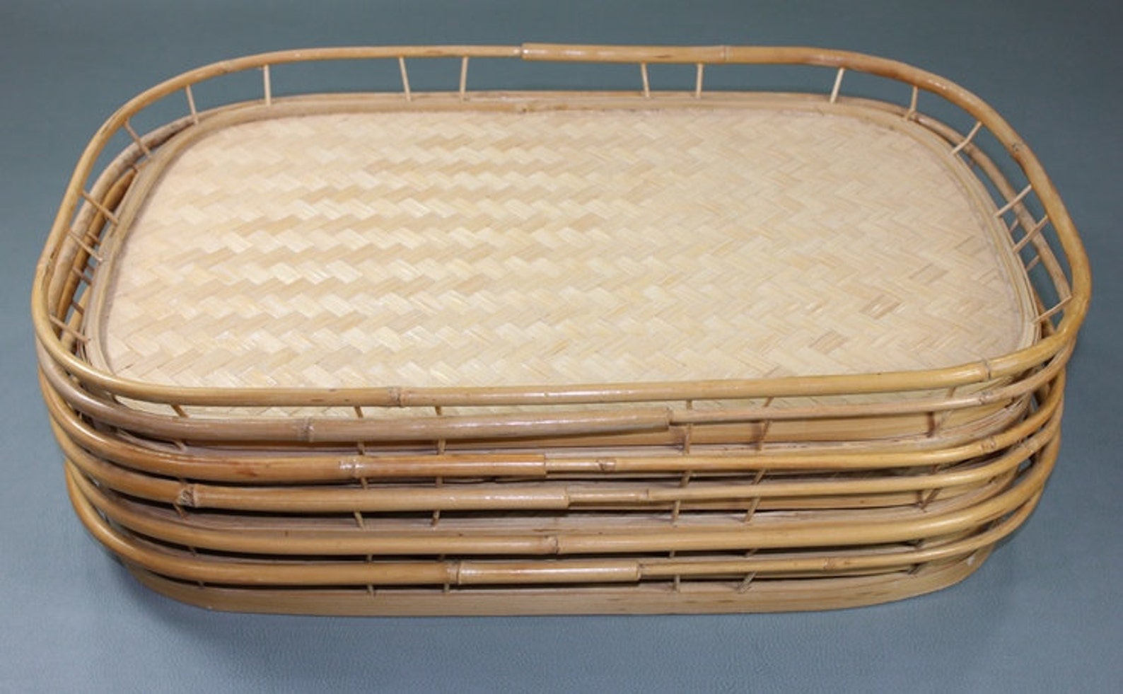 Set of 6 Woven Bamboo Serving TV Trays Rattan Mid Century Etsy