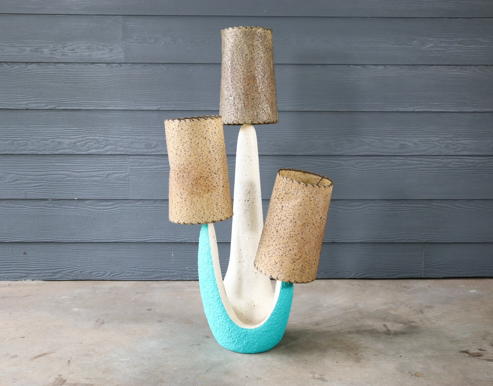 Vintage Plasto Mfg Co Chalkware Cactus Style Lamp Large 3 Light