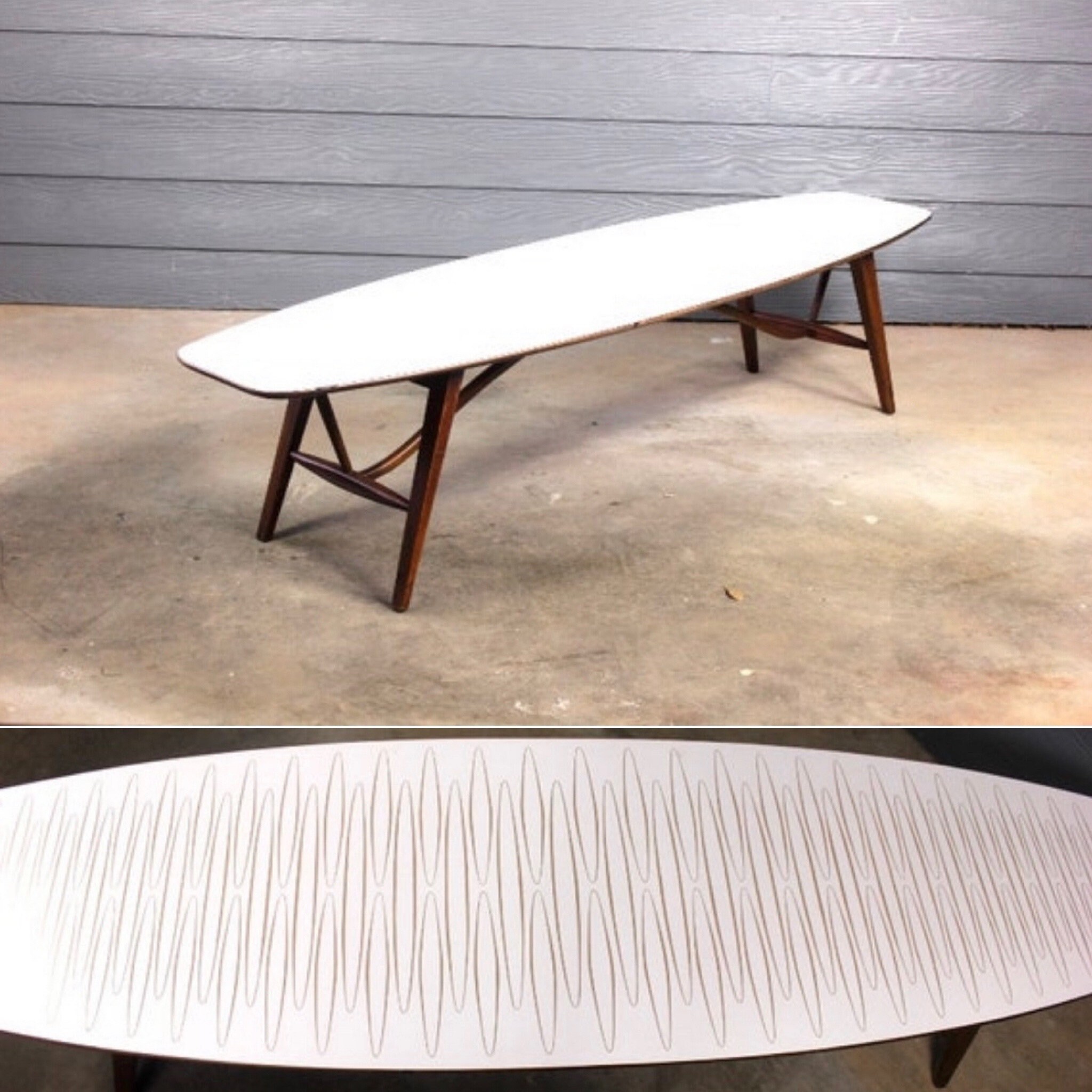Mid Century Surfboard Coffee Table by John Van Koert for Drexel
