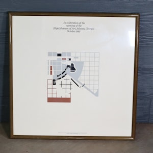 Vintage High Museum of Art Atlana Commemorative Opening Framed Poster Print 1983 80&#39;s Artist Framed Bauhaus Modern Retro
