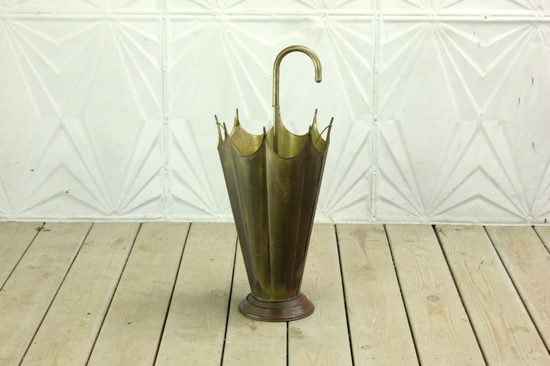 Vintage Brass Copper Umbrella Stand Holder Hollywood Regency Etsy UK