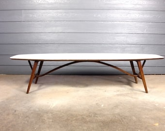 希少1960-70s ミッドセンチュリー コンキスタドール レリーフアート Mid Century Surfboard Coffee Table by John Van Koert for Drexel