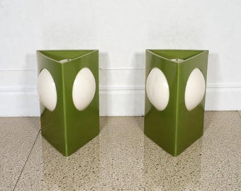 Vintage Geometric Triangle Lamp Pair by C.N. Burman Mod Space Age Mid Century Modern Atomic Retro 60's 70's