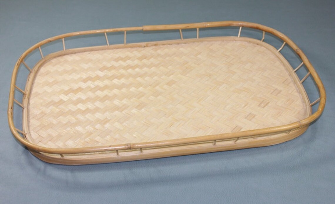 Set of 6 Woven Bamboo Serving TV Trays Rattan Mid Century Etsy