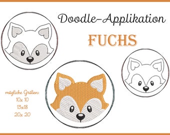 9 Button Stickdateien Fuchs - Doodle & Vollstick