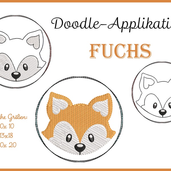 9 Button Embroidery Files Fox - Doodle & Full Stick