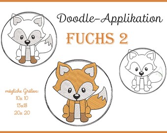 12 Button Stickdateien Fuchs - Doodle & Vollstick