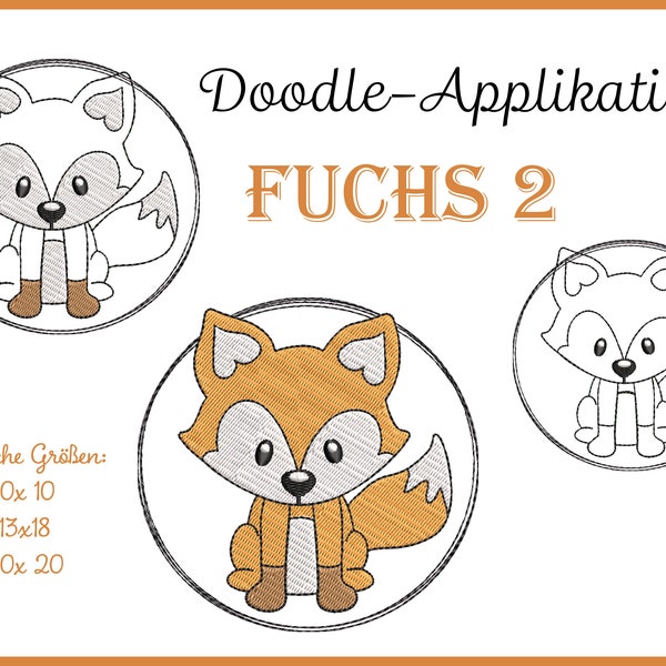 12 Button Embroidery Files Fox - Doodle & Full Stick