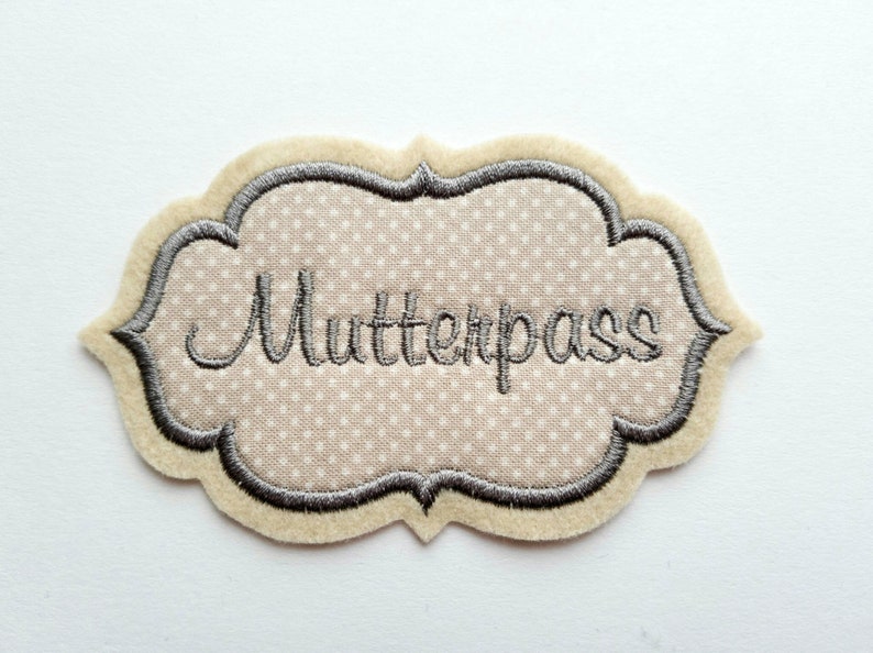 Mutterpass Applikation beige taupe zum Aufnähen Bild 1