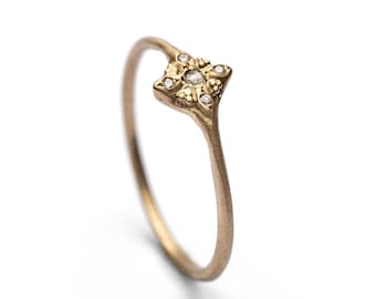 14k / 18k Massivgold Minimal Diamant Verlobungsring für Frauen, Einfacher und Einzigartiger Diamant, Ring Zarter Goldring