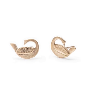 14k Gold Swan Stud Earrings for Girls Infants Toddlers - Etsy
