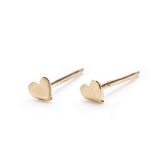 Orecchini a forma di cuore in oro massiccio 14 carati per neonati/bambini piccoli/bambine, regalo di Natale