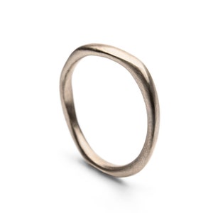 14K White Gold Wedding Band, Organic Shape Ring, Unique Men&#39;s Wedding Band, Promise Matte Ring, Minimalist Men Jewelry