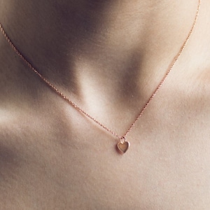 Rose Gold Heart Necklace, 14K Solid Gold Necklace, Love Gift, Minimalist Heart Necklace, Heart Shaped Pendant, Gold Necklace For Women