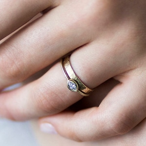 Nesting Wedding Band And Engagement Ring Set, Unique Bridal Set, Delicate Gold Ring Set, Stacking Diamond Ring, 14K Gold Rings For Women