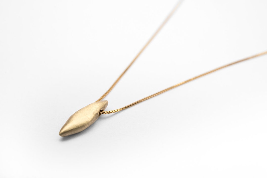 Solid Gold Minimalist Necklace, Surfboard Necklace, Small 14K Gold Charm Necklace, Delicate