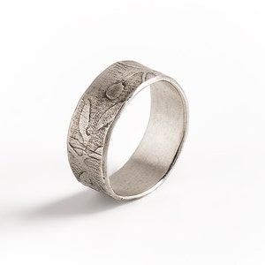Leaves Ring, Sterling Silver Leaves ring, Wide Silver Ring, Oxidized Silver Ring, Women silver Band.