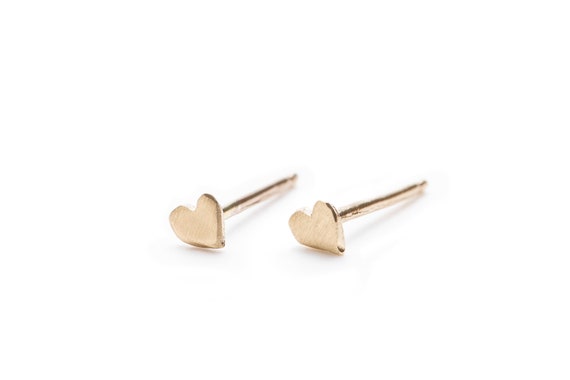 Orecchini A Cuore Oro Giallo 9kt - Piccoli E Semplici, Chiusura A Farfalla, In Confezione Regalo - 2
