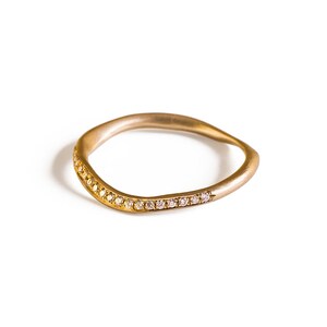 14K Gelbgold Ringe, Einzigartiges Brautring-Set, Ehering aus massivem Gold, Diamant-Verlobungsring, Ewigkeitsring für Frauen, handgefertigter Schmuck Bild 3