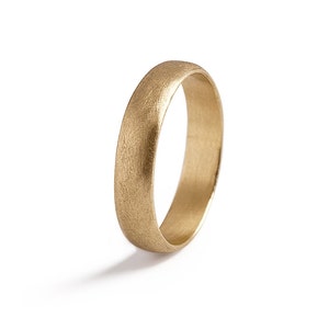 14K Yellow Gold Mans Wedding Band, Matte Ring, Solid Gold Ring, Classic Gold Wedding Ring, Beautiful Promise Ring, Gift For Him