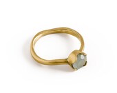 Bague de fiançailles Aquamarine, bague d’aquamarine laitée en or massif 14K, bague de pierre de naissance mars.