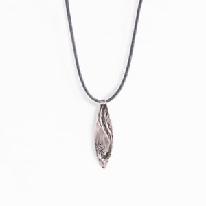 Surfboard Silver Pendant with Black Thread Necklace