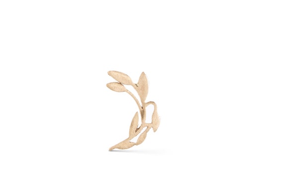 14K Gold Girls Delicate Stud Climber Earrings, Leaves Post earrings for Girls, Solid Gold First Earrings, Birthday Gift for Girls and Teens