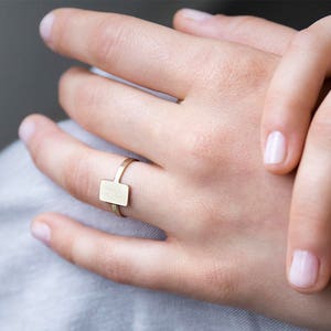 14K Gold Modern geometric stack rings, modern Rings, Solid Gold Signet Rings, Women Eternity band, Diamonds engagement ring for Women image 8