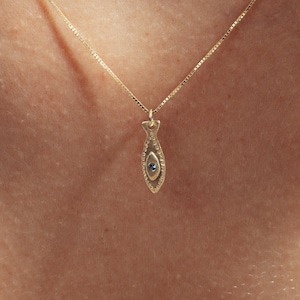 14K Dainty Gold Fish Aquamarine /Sapphire/ Blue topaz Pendant Necklace, Natural September Birthstone Jewelry Gift for Her, Good Luck Charm