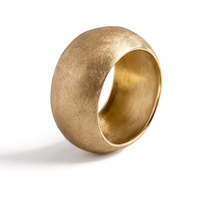 14K Solid Gold Wedding Band, Wide Wedding Band, Dome Band Rings, Statement Gold Ring, Modern Wedding Bands, Anniversary Gifts For Her