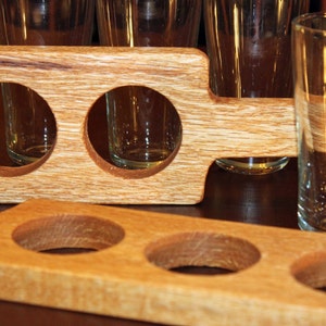 2 Hand Made Red Oak beer flight paddle with or without 7ounce glasses image 5