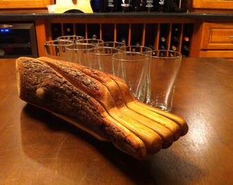 MADE TO ORDER 3 hand made Live Oak live edge flight paddles with stand
