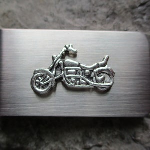 Scegli spazzolato o lucido - Fermasoldi in acciaio inossidabile per motocicletta, bici vecchia scuola - Biker - Regalo per la festa del papà - Regalo per papà - Festa del papà