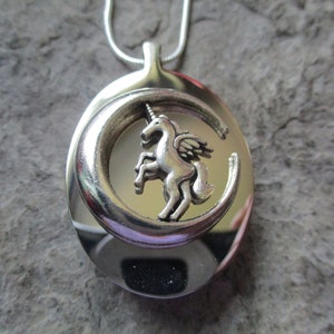 Unicorn and Moon Stainless Steel Urn Necklace - Mythical, Magical - Ashes - Lock of Hair