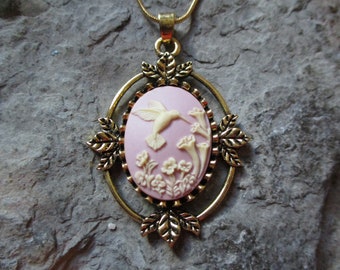 Many Colors to Choose From - Hummingbird Cameo Pendant Necklace - Bird, Hummingbird Lover, Collector - Gift
