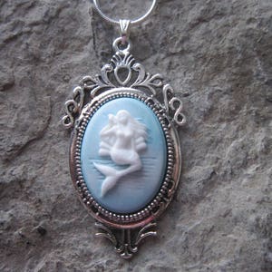 Choose Blue, Purple or Black - Mermaid Cameo Pendant Necklace - Unique - Tropical - Vacation - Cruise - Nautical, Sexy, Ocean Sea