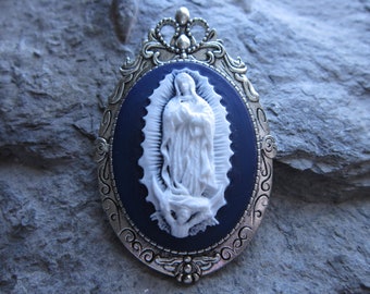 Choose From Many Colors, Also Bronze - 2 in 1 - Lady of Guadalupe Cameo Brooch / Pin / Pendant -Virgin Mother, Religious, Christmas, Holiday