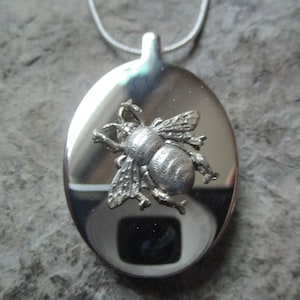 Bee Stainless Steel Urn Necklace - Ashes - Lock of Hair - Memorial - Bumble Bee