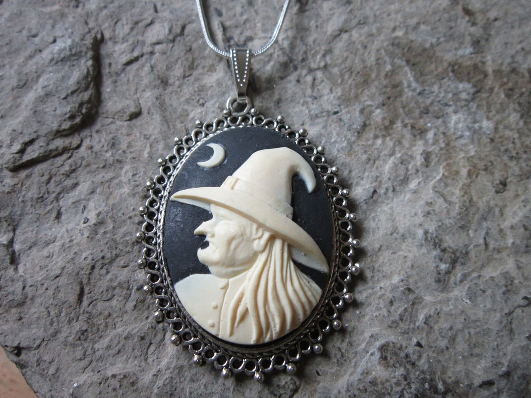 Choose Silver or Gold - Halloween Witch Necklace - Black - Witch Hat ...